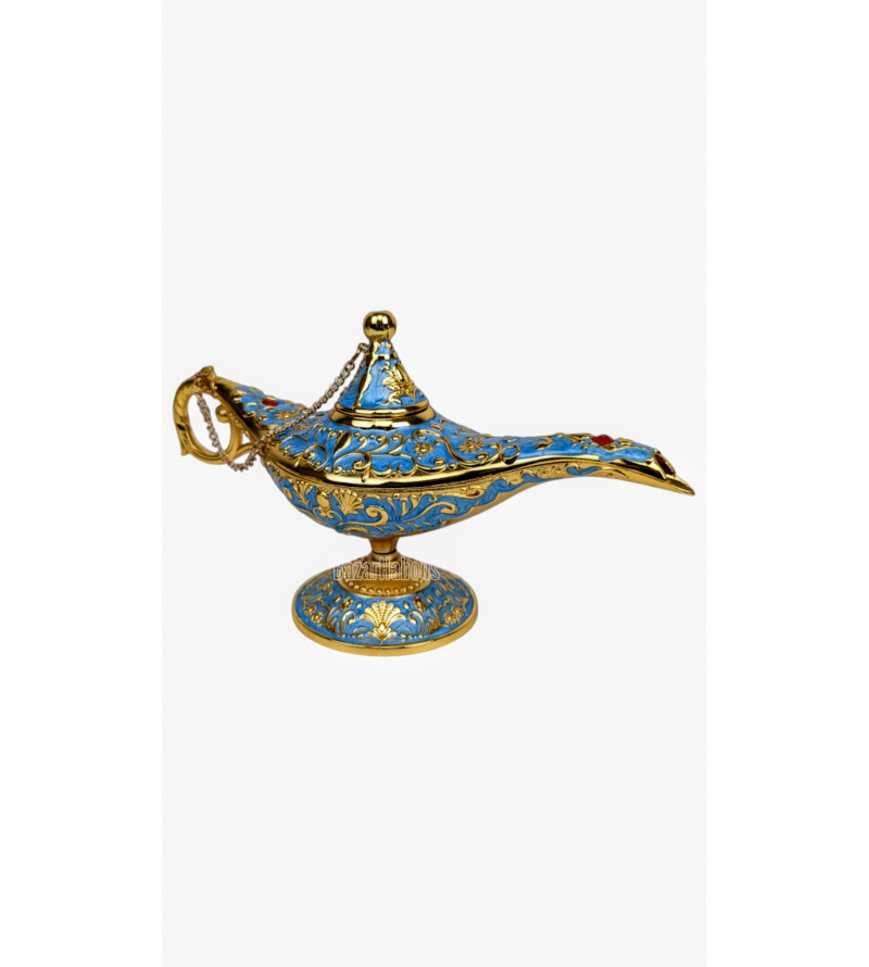 Lampe Aladdin En Métal Sculpté – Relief 3D, 12x4,5x6,5 Cm, Doré/argent, Décoration, Brûleur D’encens